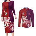 Custom British Lions Brumbies Couples Matching Long Sleeve Bodycon Dress and Long Sleeve Button Shirt Unique Style - Aussie Hoodie