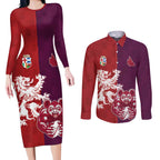 Custom British Lions Brumbies Couples Matching Long Sleeve Bodycon Dress and Long Sleeve Button Shirt Unique Style - Aussie Hoodie