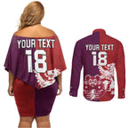 Custom British Lions Brumbies Couples Matching Off Shoulder Short Dress and Long Sleeve Button Shirt Unique Style - Aussie Hoodie