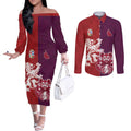 Custom British Lions Brumbies Couples Matching Off The Shoulder Long Sleeve Dress and Long Sleeve Button Shirt Unique Style - Aussie Hoodie