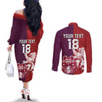 Custom British Lions Brumbies Couples Matching Off The Shoulder Long Sleeve Dress and Long Sleeve Button Shirt Unique Style - Aussie Hoodie