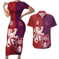 Custom British Lions Brumbies Couples Matching Short Sleeve Bodycon Dress and Hawaiian Shirt Unique Style - Aussie Hoodie