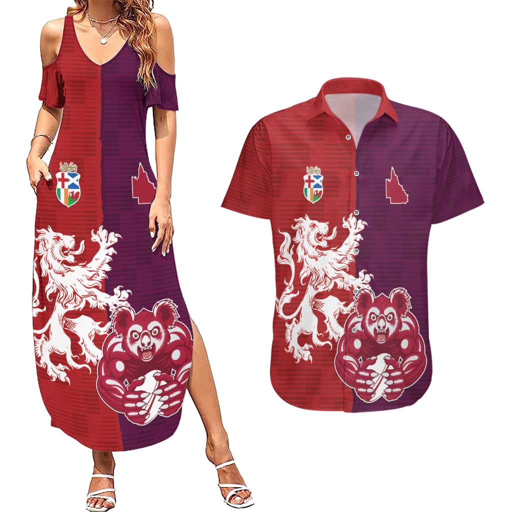 Custom British Lions Brumbies Couples Matching Summer Maxi Dress and Hawaiian Shirt Unique Style - Aussie Hoodie