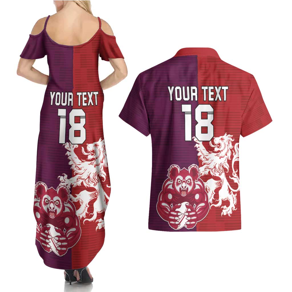 Custom British Lions Brumbies Couples Matching Summer Maxi Dress and Hawaiian Shirt Unique Style - Aussie Hoodie
