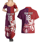 Custom British Lions Brumbies Couples Matching Summer Maxi Dress and Hawaiian Shirt Unique Style - Aussie Hoodie