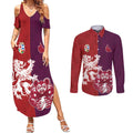Custom British Lions Brumbies Couples Matching Summer Maxi Dress and Long Sleeve Button Shirt Unique Style - Aussie Hoodie