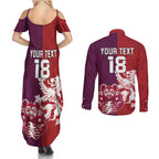 Custom British Lions Brumbies Couples Matching Summer Maxi Dress and Long Sleeve Button Shirt Unique Style - Aussie Hoodie