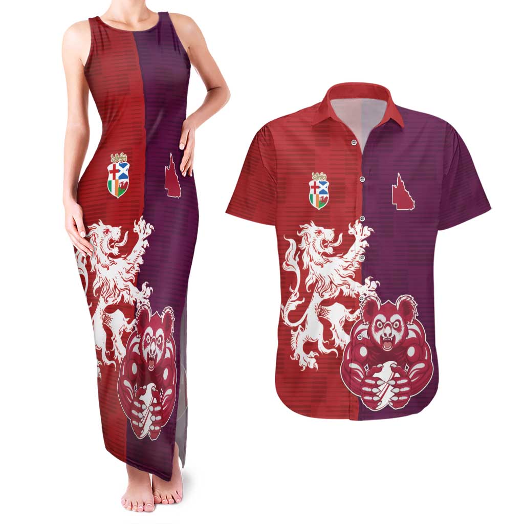 Custom British Lions Brumbies Couples Matching Tank Maxi Dress and Hawaiian Shirt Unique Style - Aussie Hoodie