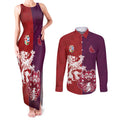 Custom British Lions Brumbies Couples Matching Tank Maxi Dress and Long Sleeve Button Shirt Unique Style - Aussie Hoodie