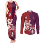 Custom British Lions Brumbies Couples Matching Tank Maxi Dress and Long Sleeve Button Shirt Unique Style - Aussie Hoodie