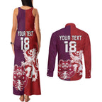 Custom British Lions Brumbies Couples Matching Tank Maxi Dress and Long Sleeve Button Shirt Unique Style - Aussie Hoodie