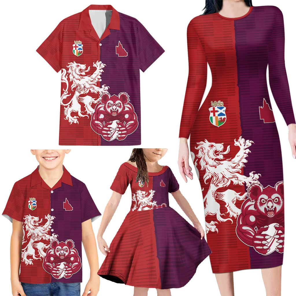 Custom British Lions Brumbies Family Matching Long Sleeve Bodycon Dress and Hawaiian Shirt Unique Style - Aussie Hoodie