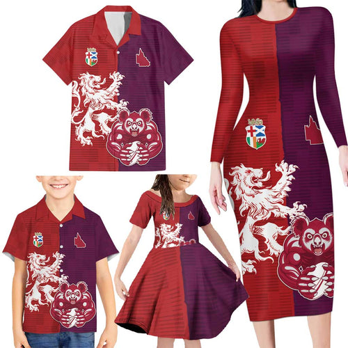 Custom British Lions Brumbies Family Matching Long Sleeve Bodycon Dress and Hawaiian Shirt Unique Style - Aussie Hoodie
