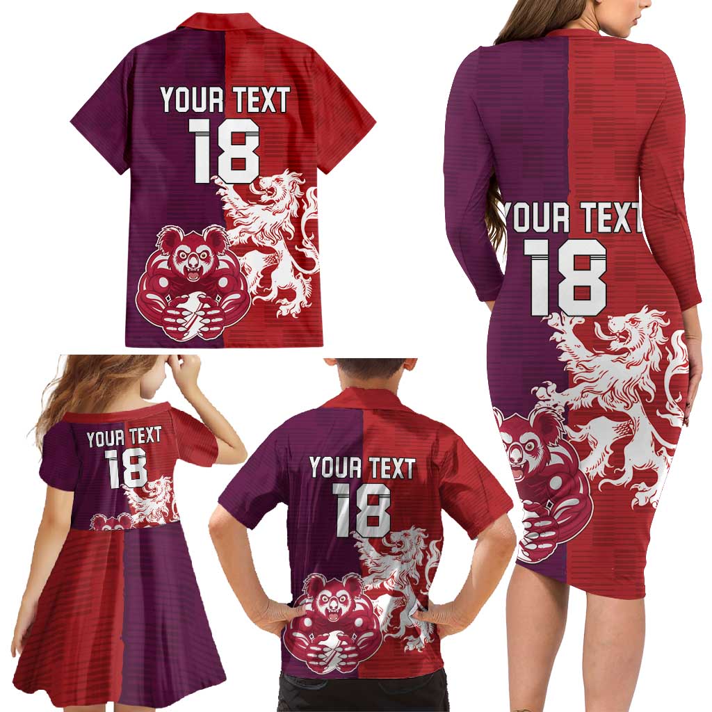 Custom British Lions Brumbies Family Matching Long Sleeve Bodycon Dress and Hawaiian Shirt Unique Style - Aussie Hoodie