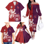 Custom British Lions Brumbies Family Matching Off The Shoulder Long Sleeve Dress and Hawaiian Shirt Unique Style - Aussie Hoodie