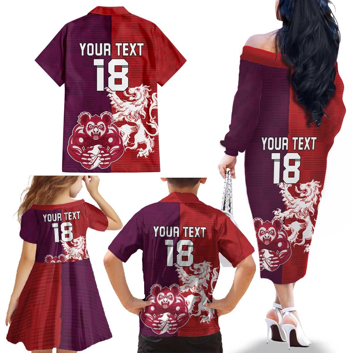 Custom British Lions Brumbies Family Matching Off The Shoulder Long Sleeve Dress and Hawaiian Shirt Unique Style - Aussie Hoodie