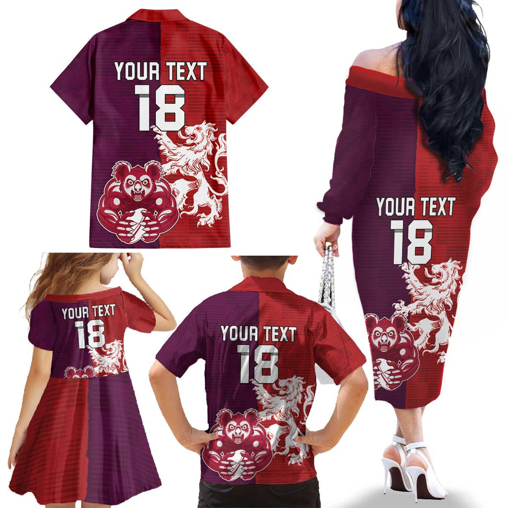 Custom British Lions Brumbies Family Matching Off The Shoulder Long Sleeve Dress and Hawaiian Shirt Unique Style - Aussie Hoodie