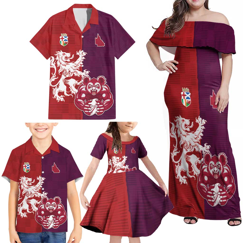 Custom British Lions Brumbies Family Matching Off Shoulder Maxi Dress and Hawaiian Shirt Unique Style - Aussie Hoodie