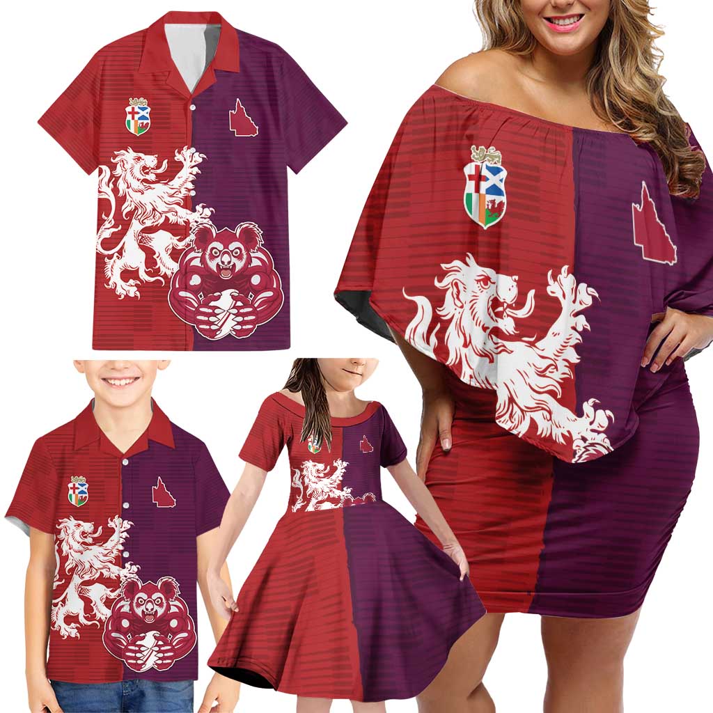 Custom British Lions Brumbies Family Matching Off Shoulder Short Dress and Hawaiian Shirt Unique Style - Aussie Hoodie