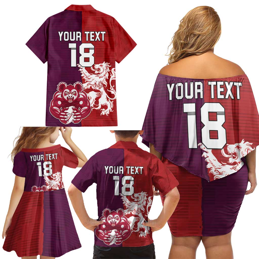 Custom British Lions Brumbies Family Matching Off Shoulder Short Dress and Hawaiian Shirt Unique Style - Aussie Hoodie
