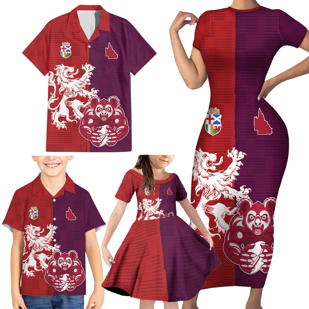 Custom British Lions Brumbies Family Matching Short Sleeve Bodycon Dress and Hawaiian Shirt Unique Style - Aussie Hoodie