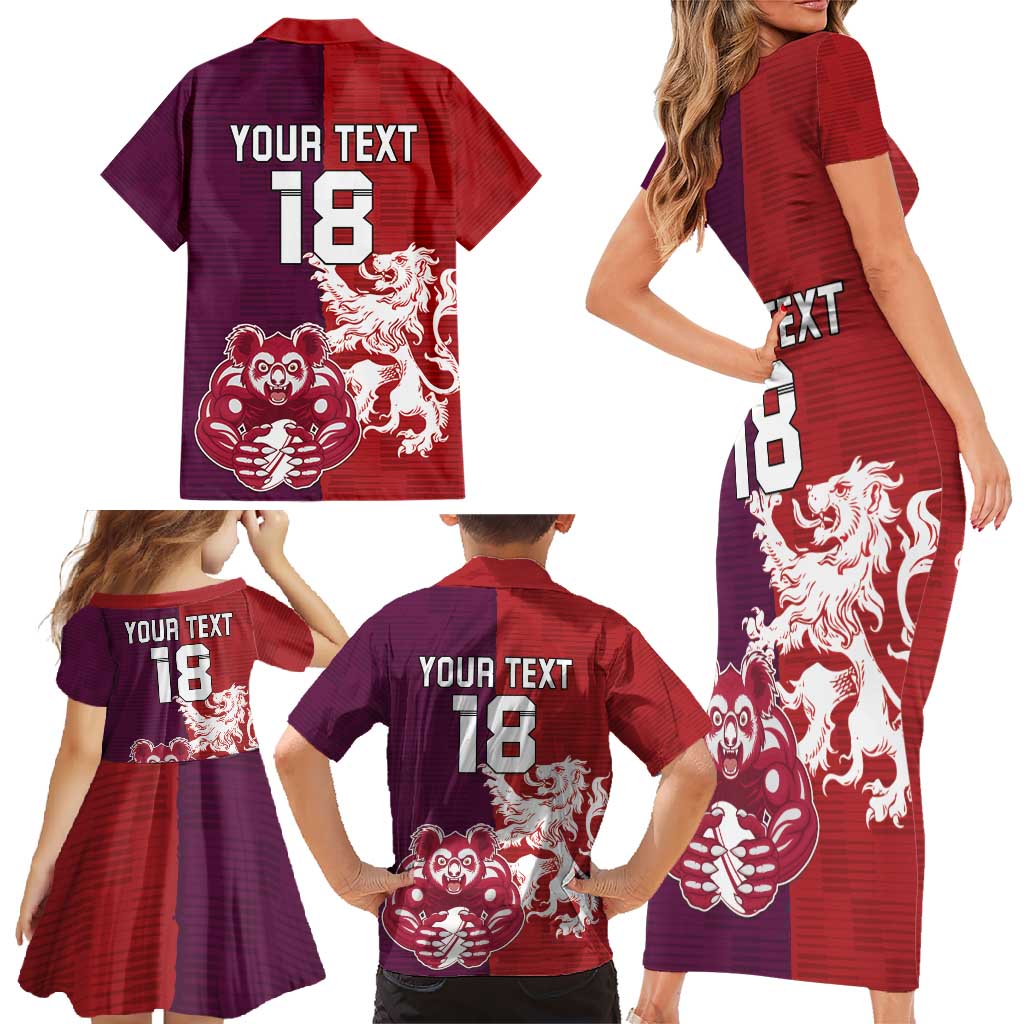 Custom British Lions Brumbies Family Matching Short Sleeve Bodycon Dress and Hawaiian Shirt Unique Style - Aussie Hoodie
