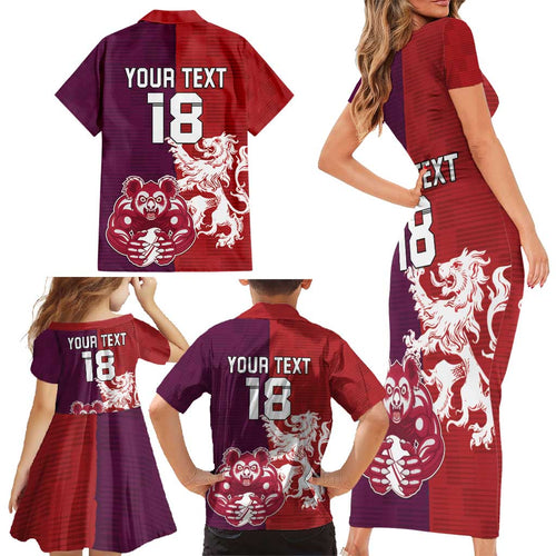 Custom British Lions Brumbies Family Matching Short Sleeve Bodycon Dress and Hawaiian Shirt Unique Style - Aussie Hoodie