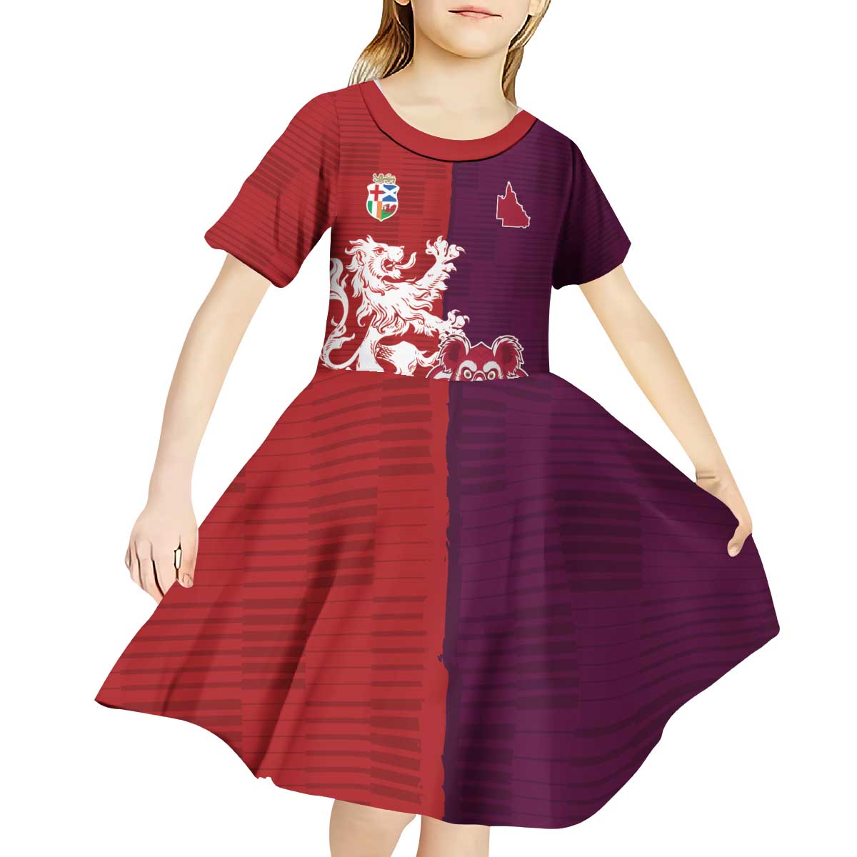 Custom British Lions Brumbies Kid Short Sleeve Dress Unique Style - Aussie Hoodie