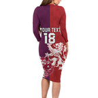 Custom British Lions Brumbies Long Sleeve Bodycon Dress Unique Style - Aussie Hoodie
