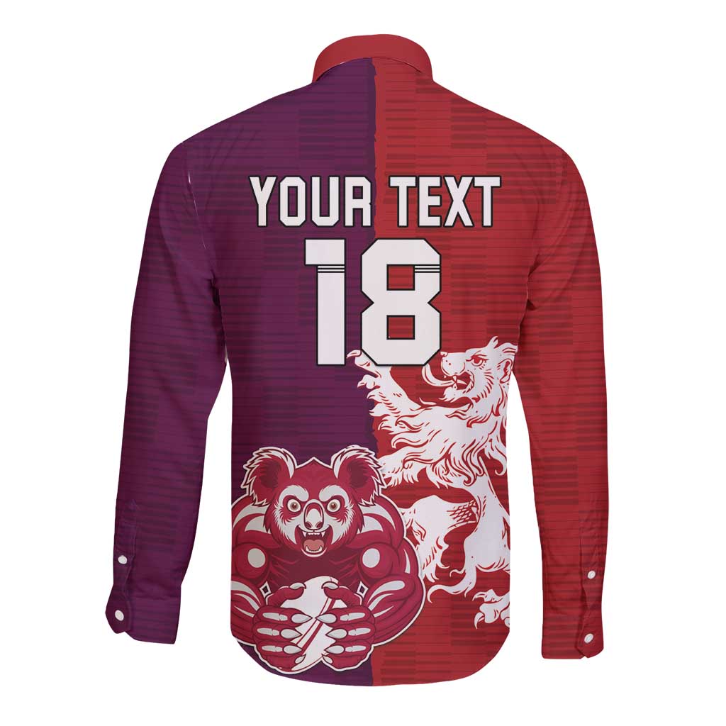 Custom British Lions Brumbies Long Sleeve Button Shirt Unique Style - Aussie Hoodie