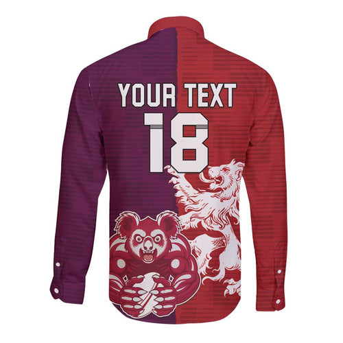 Custom British Lions Brumbies Long Sleeve Button Shirt Unique Style - Aussie Hoodie