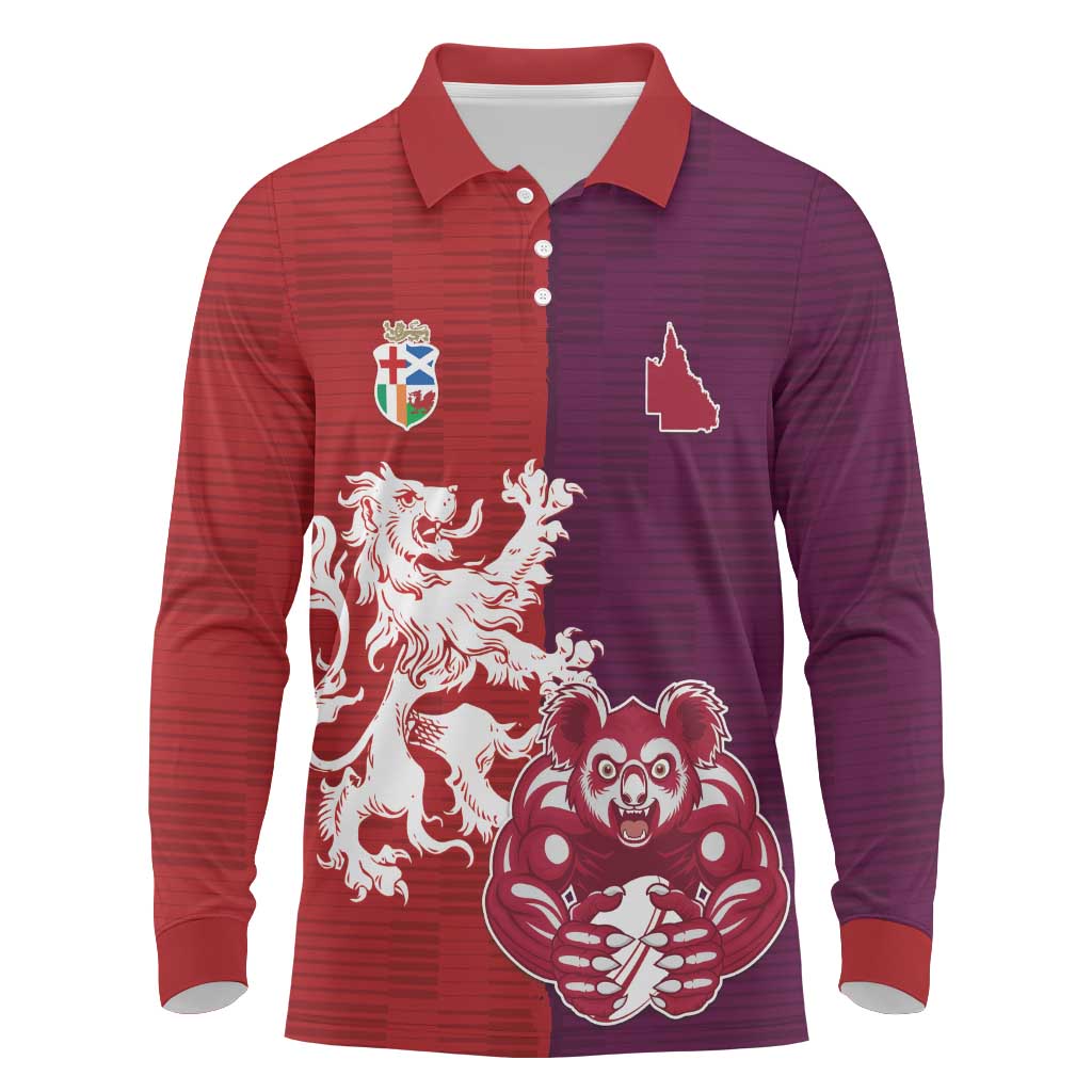Custom British Lions Brumbies Long Sleeve Polo Shirt Unique Style - Aussie Hoodie