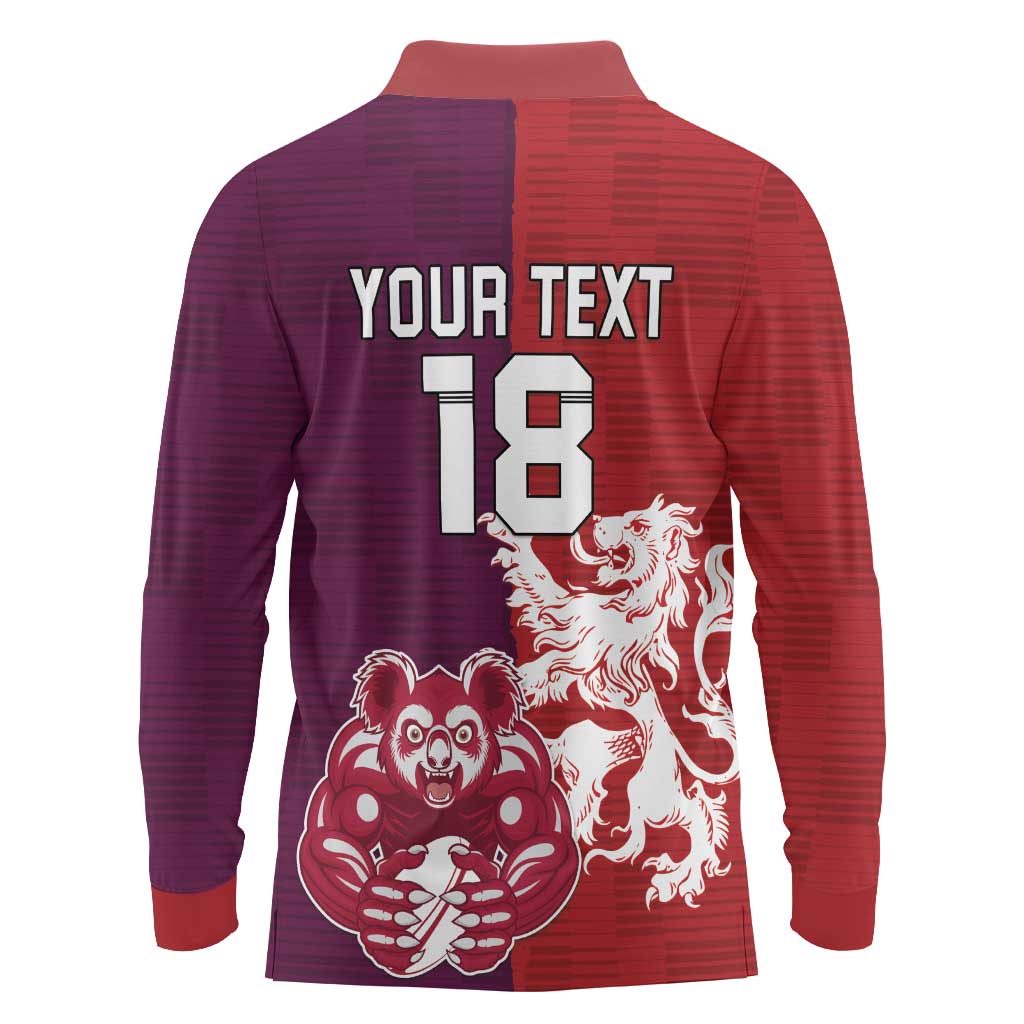 Custom British Lions Brumbies Long Sleeve Polo Shirt Unique Style - Aussie Hoodie