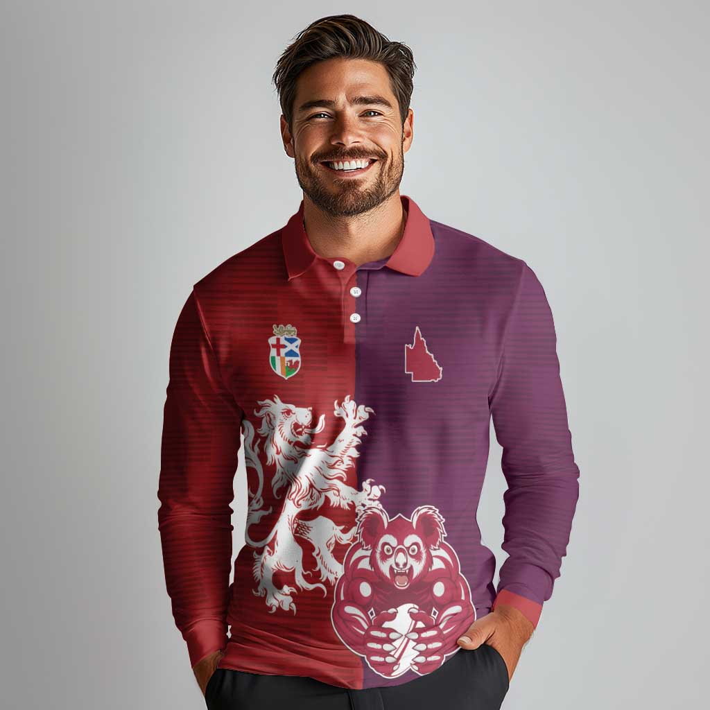 Custom British Lions Brumbies Long Sleeve Polo Shirt Unique Style - Aussie Hoodie