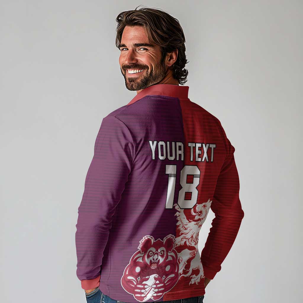 Custom British Lions Brumbies Long Sleeve Polo Shirt Unique Style - Aussie Hoodie