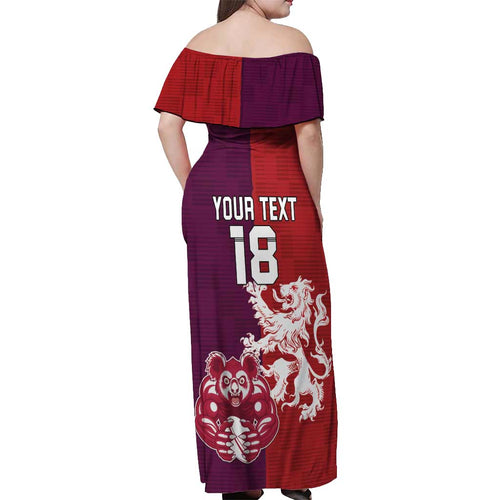 Custom British Lions Brumbies Off Shoulder Maxi Dress Unique Style - Aussie Hoodie