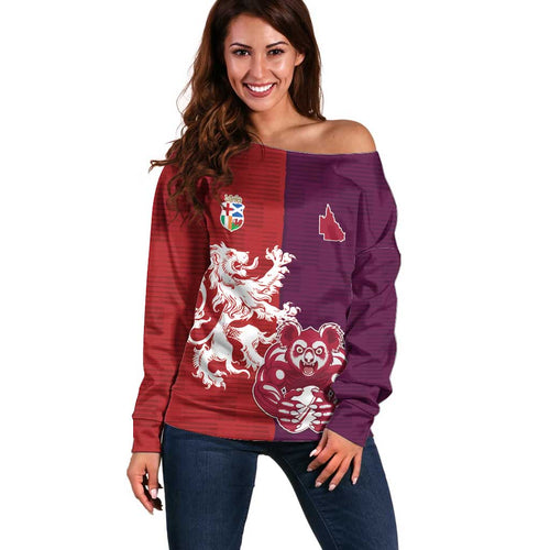 Custom British Lions Brumbies Off Shoulder Sweater Unique Style - Aussie Hoodie