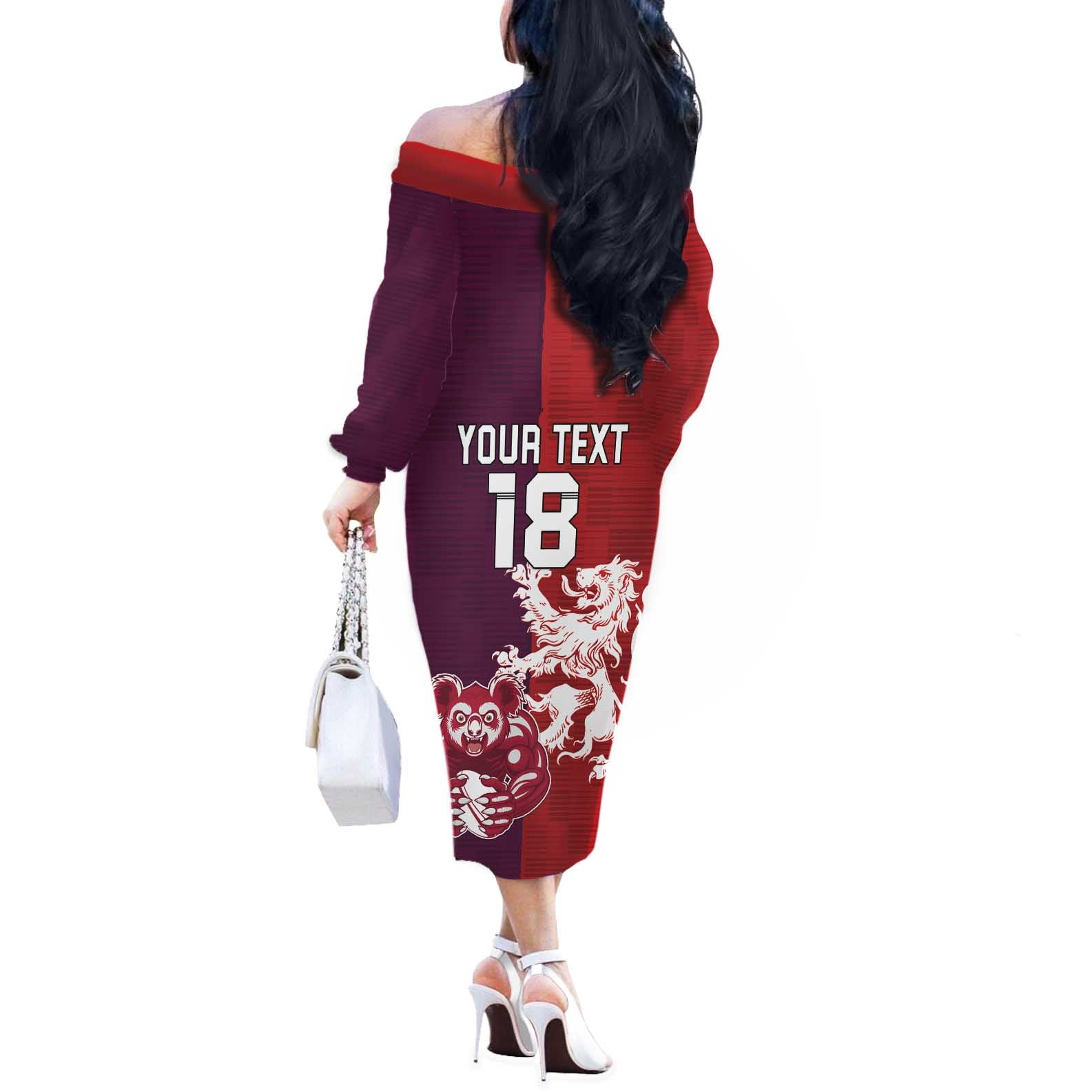 Custom British Lions Brumbies Off The Shoulder Long Sleeve Dress Unique Style - Aussie Hoodie