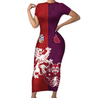 Custom British Lions Brumbies Short Sleeve Bodycon Dress Unique Style - Aussie Hoodie