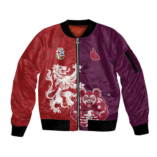 Custom British Lions Brumbies Sleeve Zip Bomber Jacket Unique Style - Aussie Hoodie