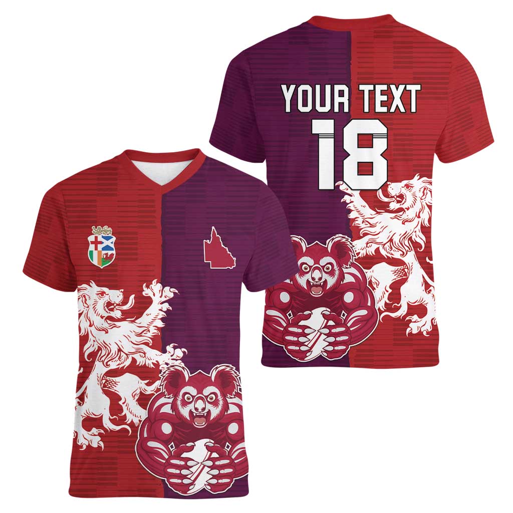 Custom British Lions Brumbies Women V-Neck T-Shirt Unique Style - Aussie Hoodie