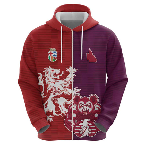 Custom British Lions Brumbies Zip Hoodie Unique Style - Aussie Hoodie