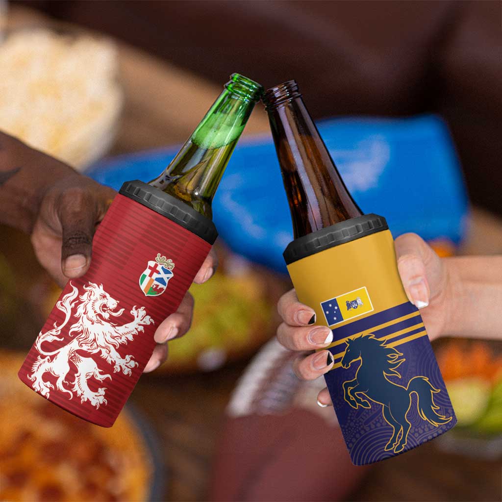 Custom British Lions Queensland 4 in 1 Can Cooler Tumbler Unique Style - Aussie Hoodie