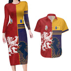 Custom British Lions Queensland Couples Matching Long Sleeve Bodycon Dress and Hawaiian Shirt Unique Style - Aussie Hoodie