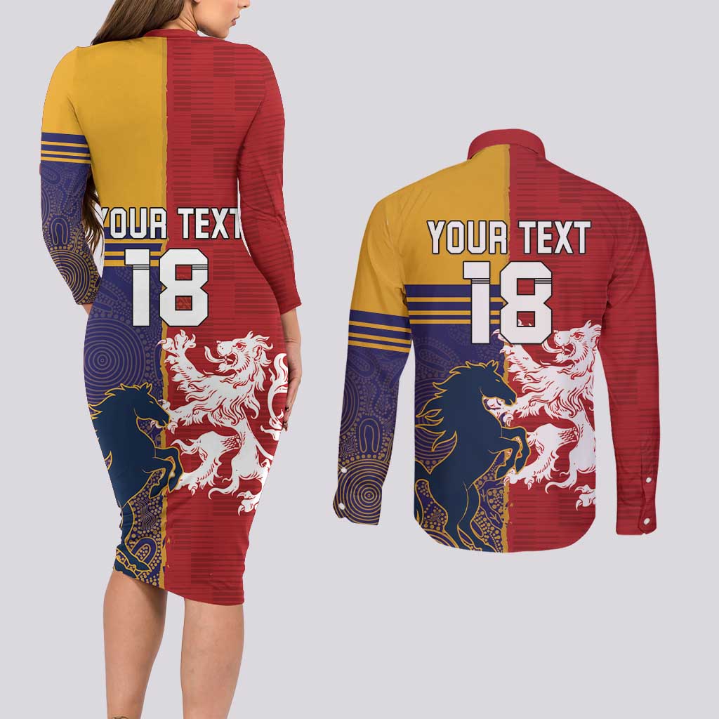 Custom British Lions Queensland Couples Matching Long Sleeve Bodycon Dress and Long Sleeve Button Shirt Unique Style - Aussie Hoodie