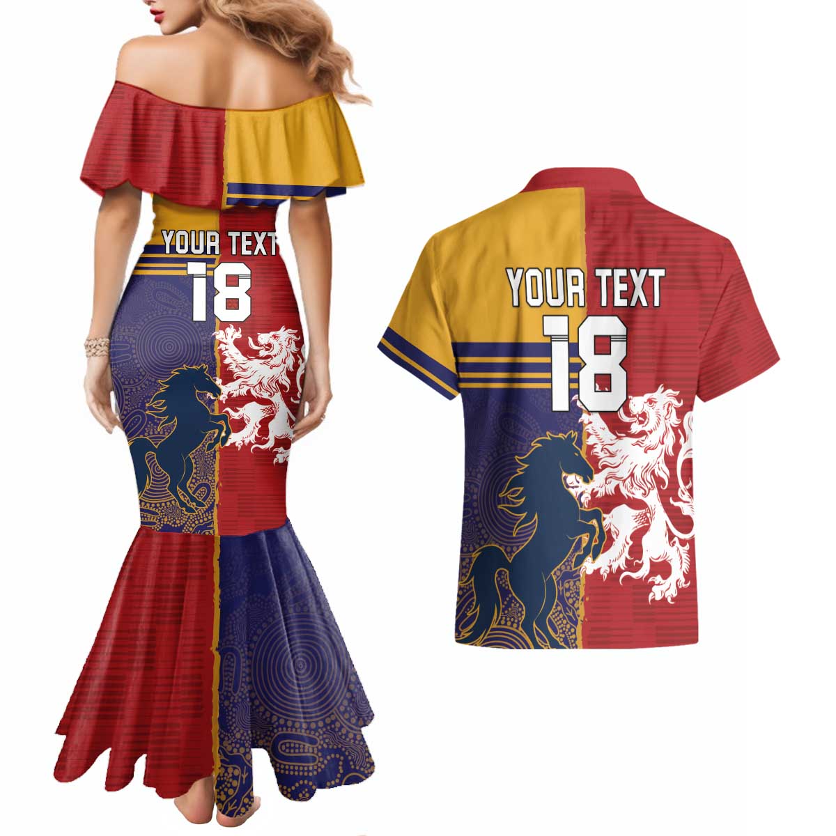 Custom British Lions Queensland Couples Matching Mermaid Dress and Hawaiian Shirt Unique Style - Aussie Hoodie