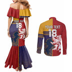 Custom British Lions Queensland Couples Matching Mermaid Dress and Long Sleeve Button Shirt Unique Style - Aussie Hoodie
