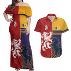 Custom British Lions Queensland Couples Matching Off Shoulder Maxi Dress and Hawaiian Shirt Unique Style - Aussie Hoodie