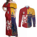 Custom British Lions Queensland Couples Matching Off Shoulder Maxi Dress and Long Sleeve Button Shirt Unique Style - Aussie Hoodie