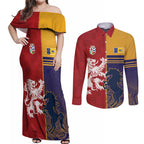 Custom British Lions Queensland Couples Matching Off Shoulder Maxi Dress and Long Sleeve Button Shirt Unique Style - Aussie Hoodie